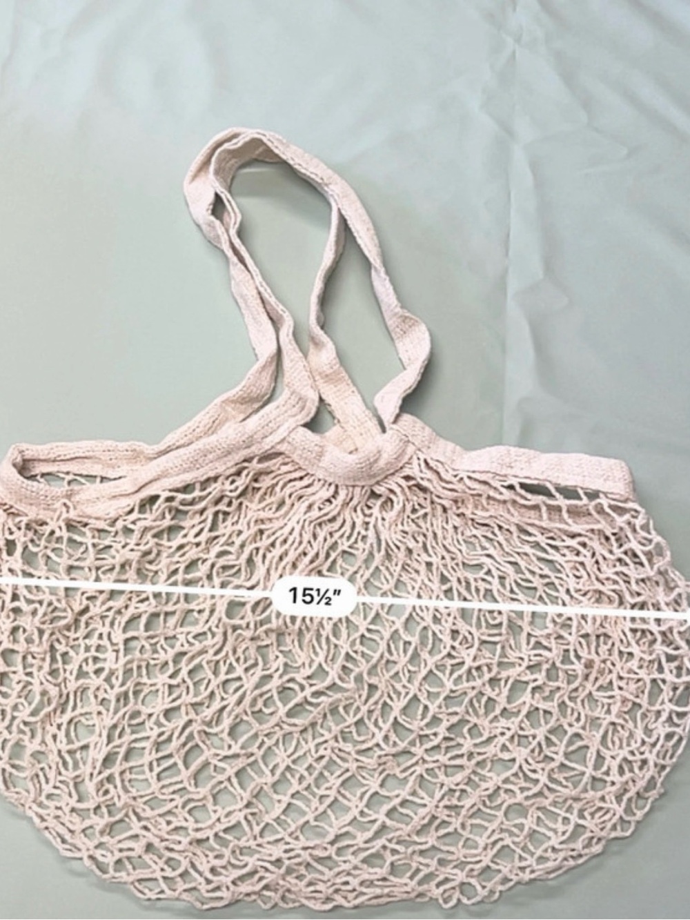 Cotton Mesh Tote Bag in Light Beige - Casual Market Bag
